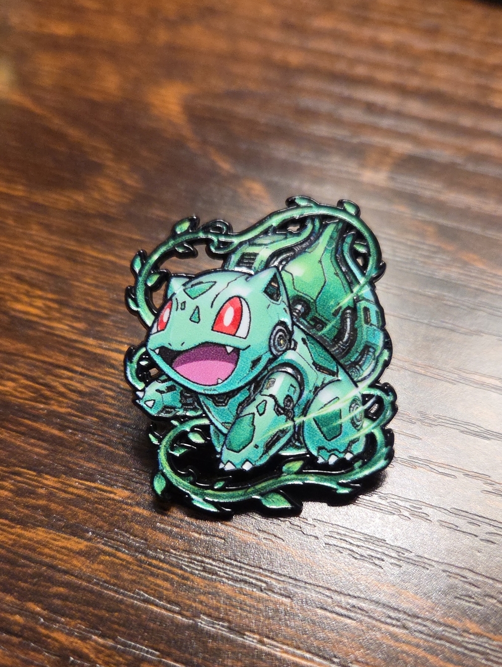 Pokemon Bulbasaur Enamel Pin - Green with Red and Pink Accents